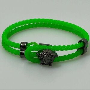 Versace Medusa Twist Bracelet Neon Green Gunmetal